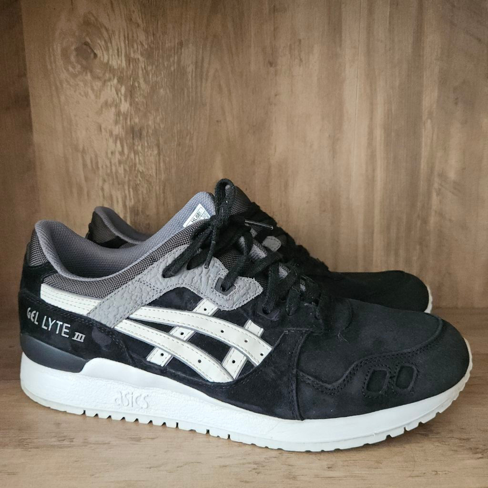Asics Gel Lite III Black White Leather Suede Sneakers Mens 11.5